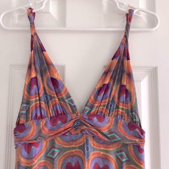 VIX Beautiful, Soft, Peacock Print Flowy Summer Maxi Dress - Picture 5 of 11